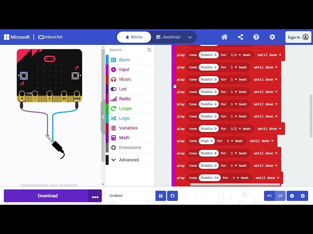 MakeCode Microbit - Happy Birthday Song