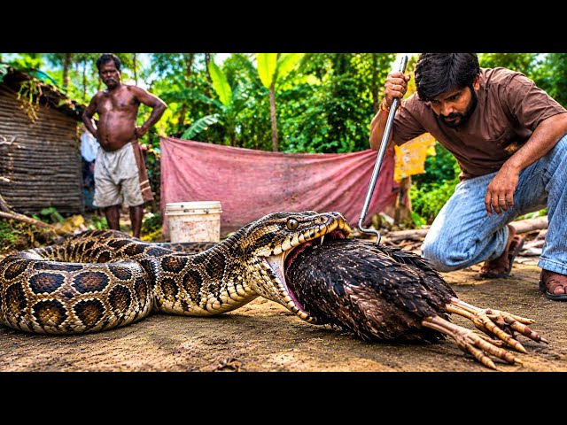 Python Swallowed a Live Chicken 😱 How Was the Python Rescued? | Burmese Python rescue