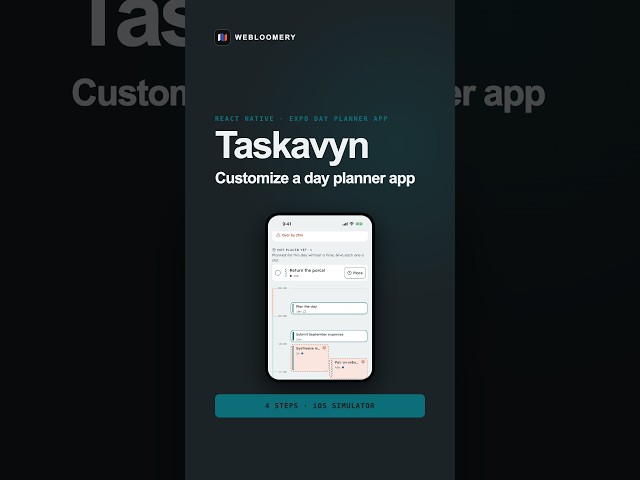 Customize a React Native Day Planner App in 4 Steps | Taskavyn #Shorts