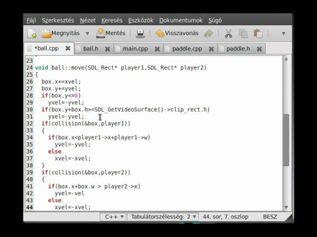 SDL tutorial 15 - simple pong game (part 4) - example program 6