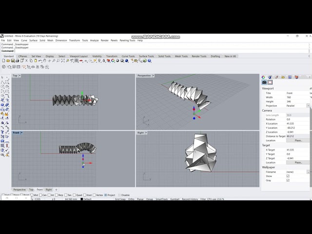 Inchworm motion of worm like origami in Grasshopper3D