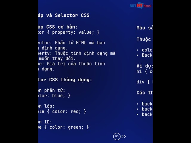 CSS cơ bản cho người mới bắt đầu #niiticthanoi #hoclaptrinh  #icthanoi  #css #html #xuhuong