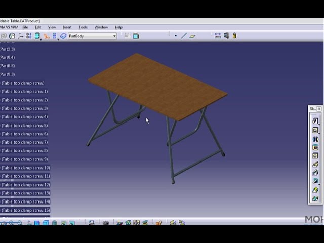 Short Leg Modeling|Modeling & Reverse Engineering a Foldable Table in Catia V5