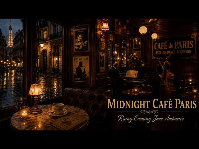 Midnight Cafe Paris | Cozy Rainy Evening Jazz Ambience with Cozy Coffee Shop Vibes