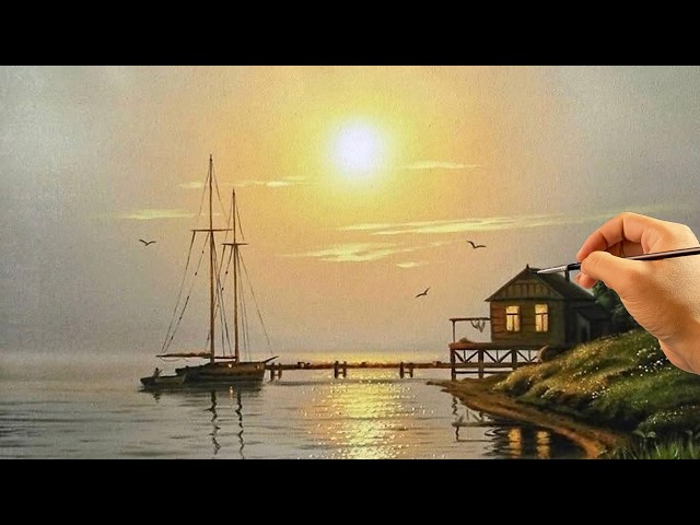 How to Paint a Stunning Sailing Boat at Sunset in Acrylic | Easy Painting Tutorial for Beginners