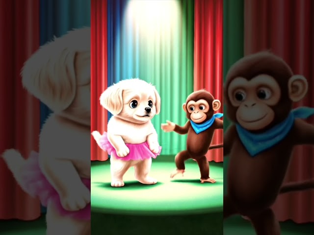Monkey with puppy Dance #shortvideo #viral