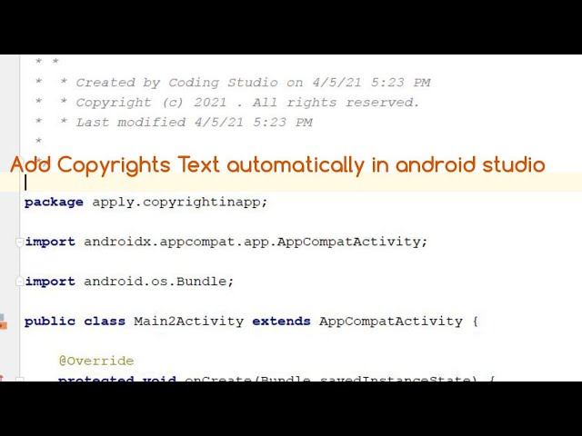 How to Add Copyright Profile to Android Studio ||Java file header template