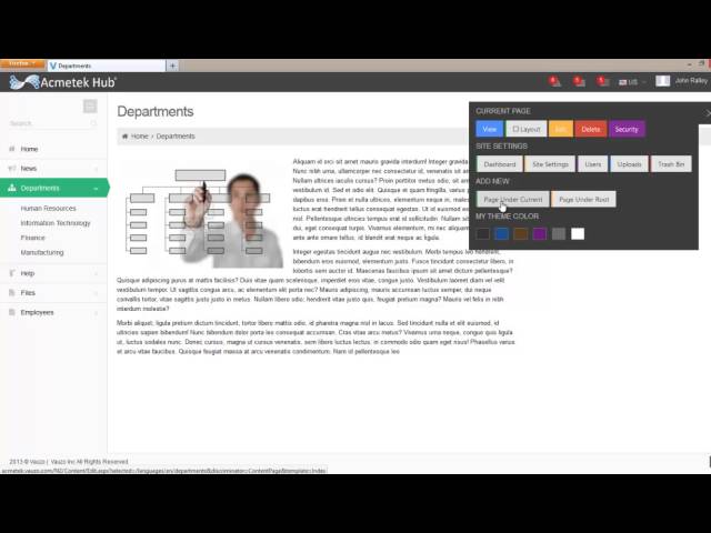 Creating a New Intranet Page | Vauzo Social Intranet Software