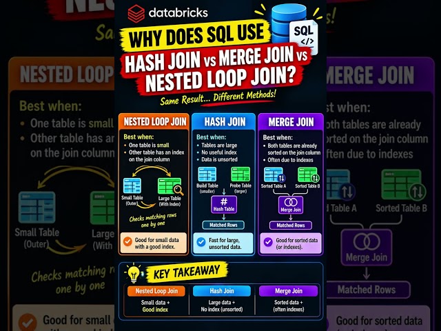 Why does SQL sometimes perform a Hash Join vs Merge Join vs Nested Loop Join?
