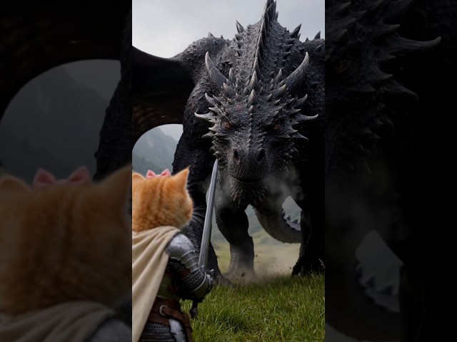 ⚔️🐉 When a tiny knight meets a dragon #dragonwarriors #knightcat #knighters # #knightworld #story