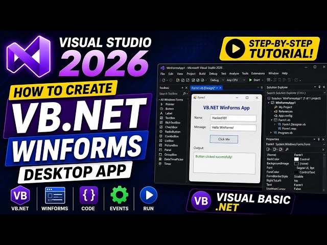 How to Create a WinForms App with Visual Basic in Visual Studio 2026 | VB.NET