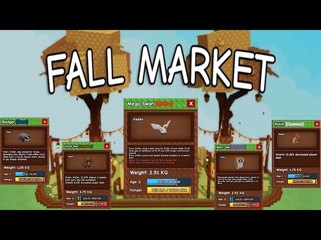 BARN OWL, GRIZZLY BEAR, SWAN New Pets Fall Market Update in Grow A Garden