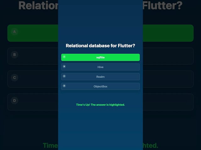 Flutter Database Quiz - Hive, SQLite & SharedPrefs