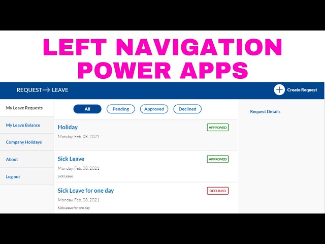 Left Navigation Component in PowerApps | PowerApps Menu Navigation |Leave Application Request Part 3
