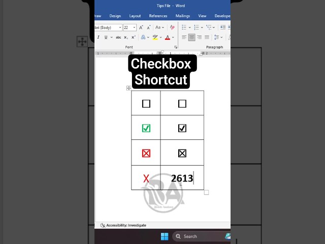MS Word - Checkbox Shortcut Keys ll Bivash Academy