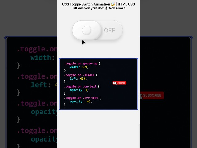 #development #coding Green Toggle Switch UI 🔥 | HTML CSS JavaScript | ON/OFF Toggle Button #java #ai