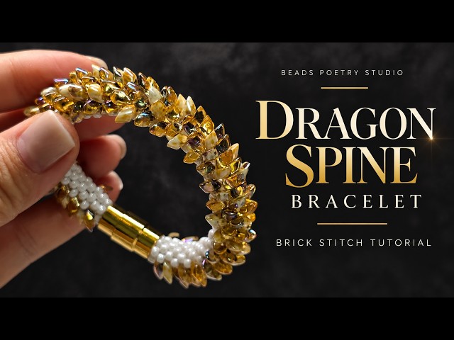 Dragon Spine Bracelet Tutorial | Brick Stitch with Long Magatama Beads