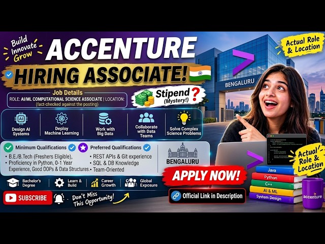 Accenture Mass Hiring! 🚀 AI/ML Associate (0-1 Year Experience) | Full Selection Process & Apply Link