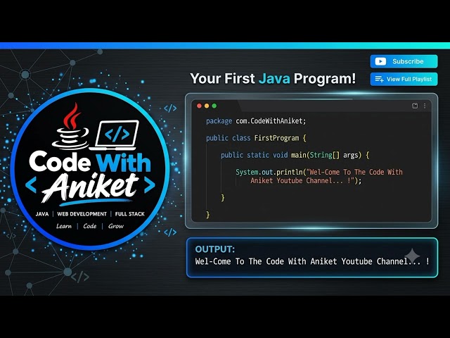 First Java Program..#Java #JavaProgramming #FirstJavaProgram #CodeWithAniket #Shorts #YouTubeShorts