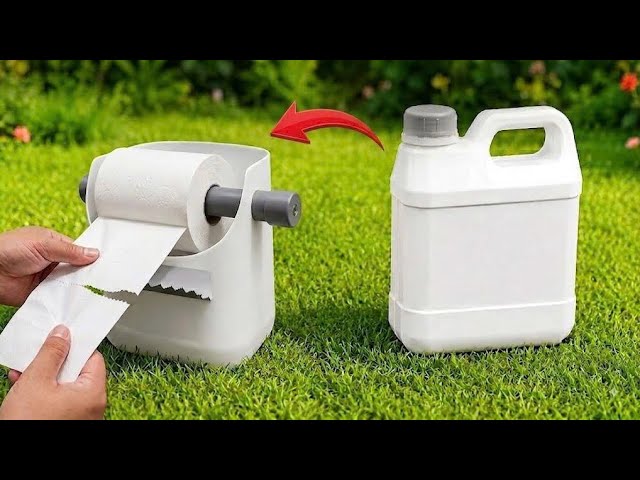 Turn an Old Plastic Container Into a DIY Toilet Paper Holder!