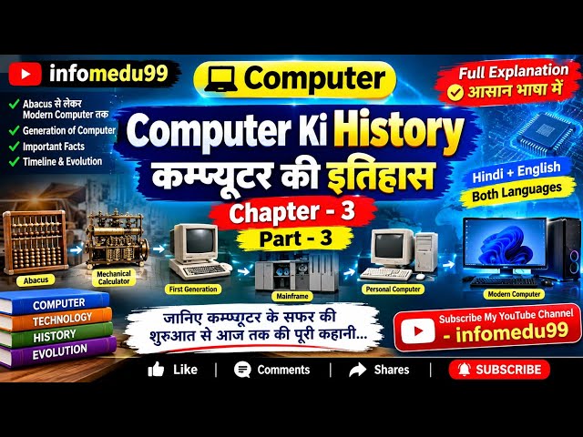 Computer की History | कंप्यूटर का इतिहास  Chapter 3 Part 3  Basic to AdvancedComputer का पूरा#viral 