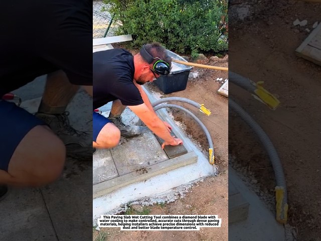 Paving Slab Wet Cutting Tool Makes Precise Straight Cuts With Water-Cooled Diamond Blade