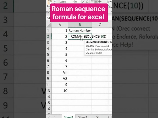 Excel ROMAN Formula | Number to Roman Numerals #exceltips #fypシ゚viral