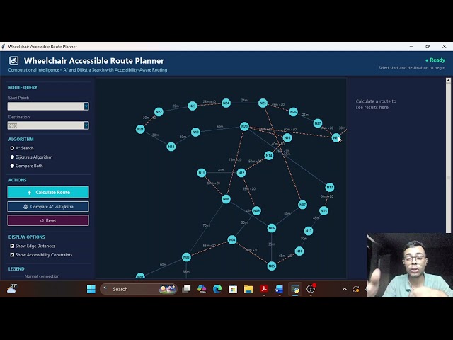 SIT215 Computational Intelligence | Wheelchair-Accessible Route Planning GUI | A vs Dijkstra*