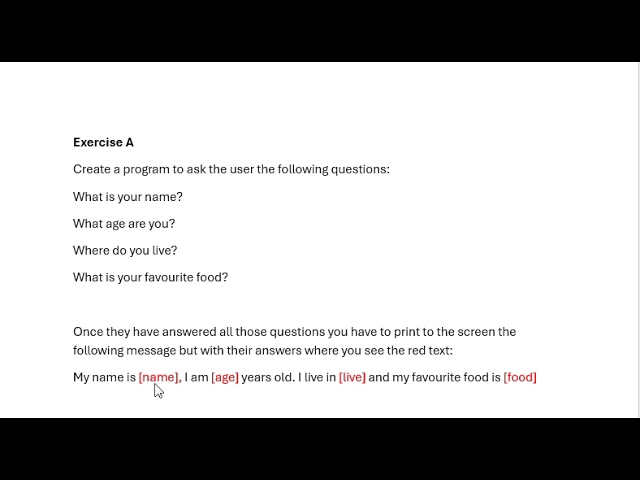 Starting Python :: Exercises A and B :: Video 4