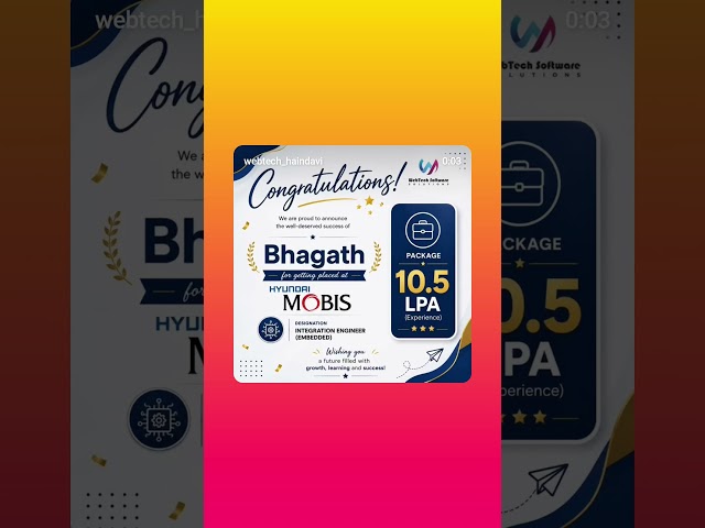 Congrats Bhagath💐#placedcandidate #hr #training #webtech #bengaluru 📞 8884574715