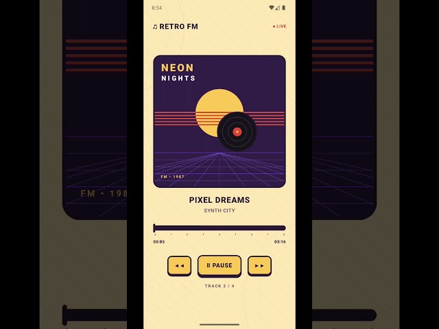 Retro Music Player App Ui in jetpack compose and flutter