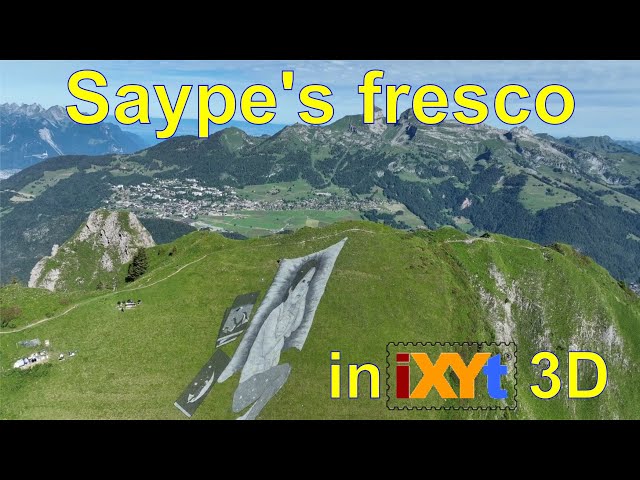 Saype's fresco, VILLARS AT CHAMOSSAIRE, 2024 in iXYt 3D video for VR
