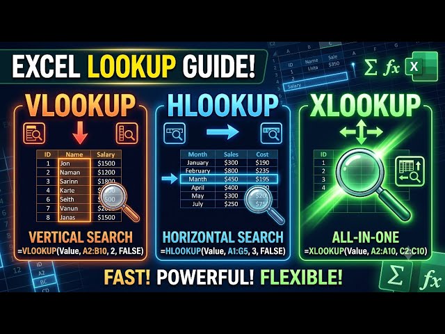 VLOOKUP vs HLOOKUP vs XLOOKUP in Excel for Data Reconciliation i