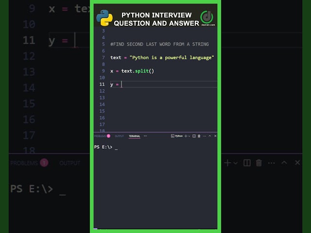 Python Interview Question #10 🐍 | Find Second Last Word in String |  | Python Interview Topics
