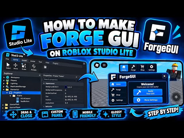 HOW TO MAKE A FORGE GUI ON ROBLOX STUDIO LITE! #Roblox #studiolite 