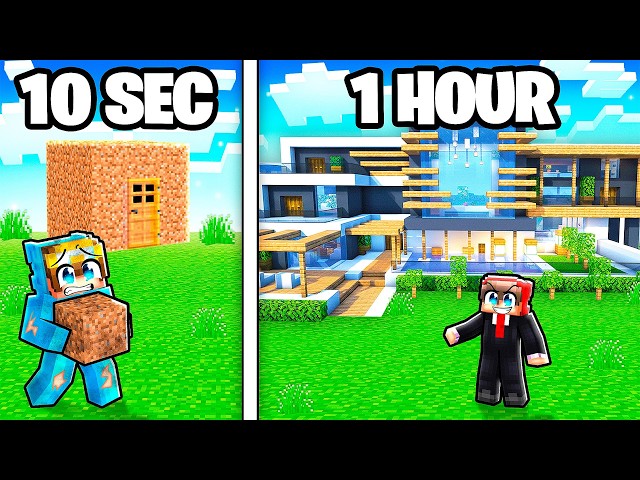 10 Seconds vs 1 Hour MODERN HOUSE Build Challenge!