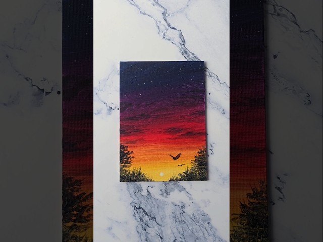 easy way to paint a sunset 🌇💜 acrylic painting for beginners ✨️