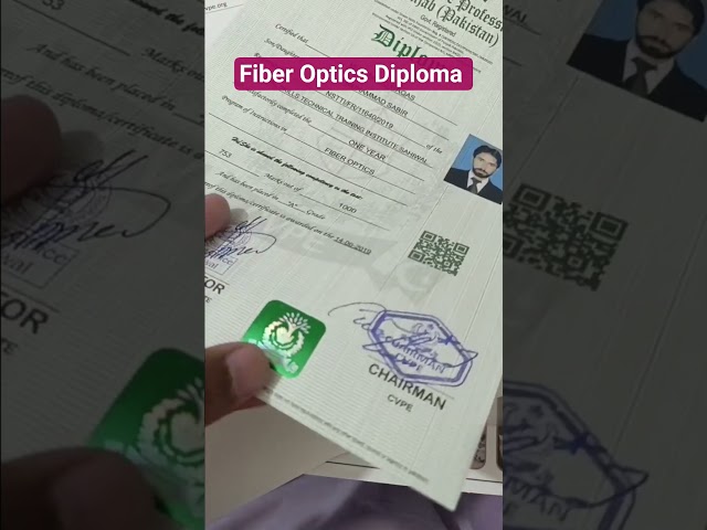 1-Year Fiber Optic Diploma in Pakistan | Govt of Punjab Approved & Online Record