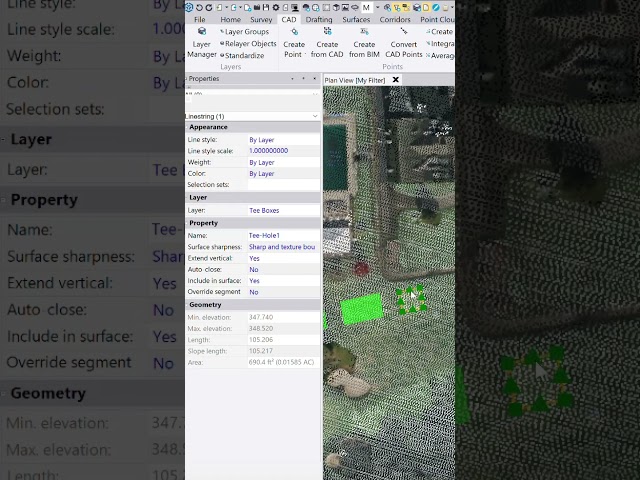 Convert a Linestring to a closed polygon shape in Trimble Business Center