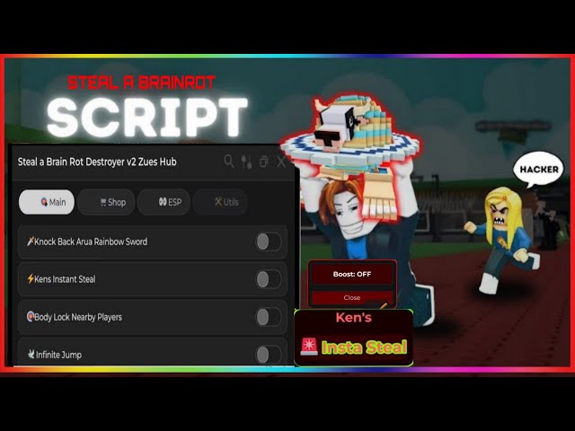 Steal A Brainrot Script | Instant Steal OP, Teleport Inside Base OP, WORK MOBILE & PC