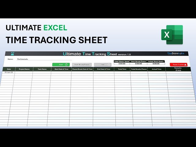 Ultimate Time Tracking Sheet in Excel & VBA | One-Click Start, Pause, Break & Stop!