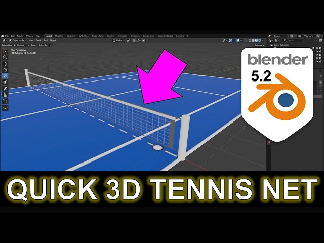 How to Create a 3D Tennis Net & Court in Blender (Step-by-Step Tutorial)