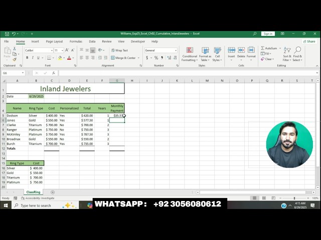 Excel Chapter 2: Grader Cumulative - Inland Jewelers (PC and Mac) | Exp25_Excel_Ch02 - Grader