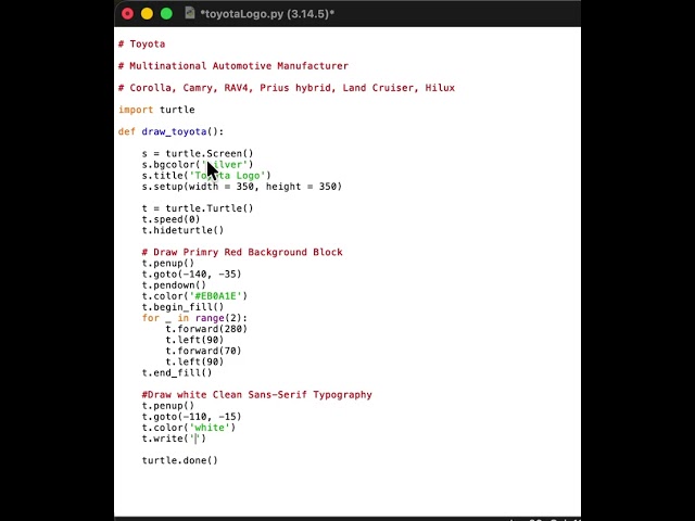 #toyota #python #turtle #coding #fun
