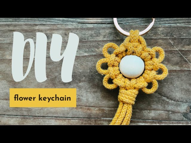 DIY: easy macrame flower keychain | macrame keychain tutorial | macrame for beginners step by step