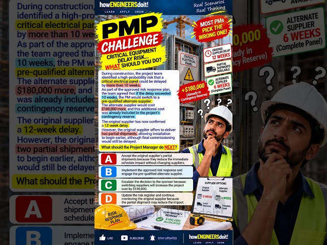 $180K Decision! 😳 The Supplier Is 12 Weeks Late — What Should the PM Do? | PMP