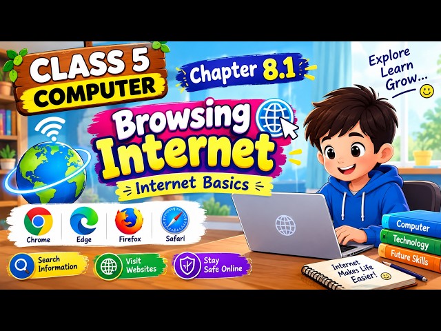 Class 5 Computer Chapter 8.1 Browsing Internet | Internet Basics | Computer Class 5