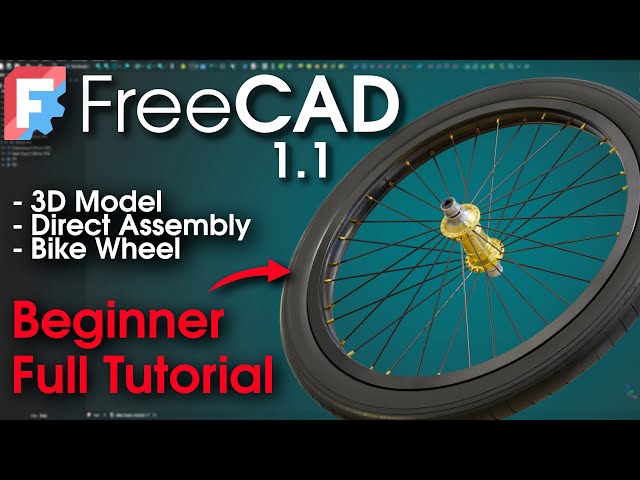 FreeCAD 1.1 : Beginner Full Tutorial : Bike Wheel (3D model & Assembly)