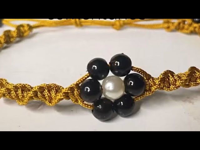 Spiral or DNA bracelet with acrylic pearl flower