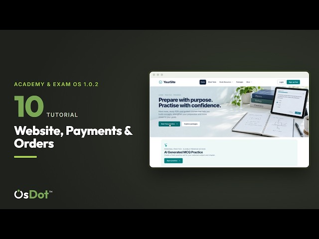 Website, CMS, Payments & Orders | Academy & Exam OS 1.0.2 Tutorial 10